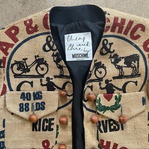 Vintage Moschino Crop Burlap Jacket